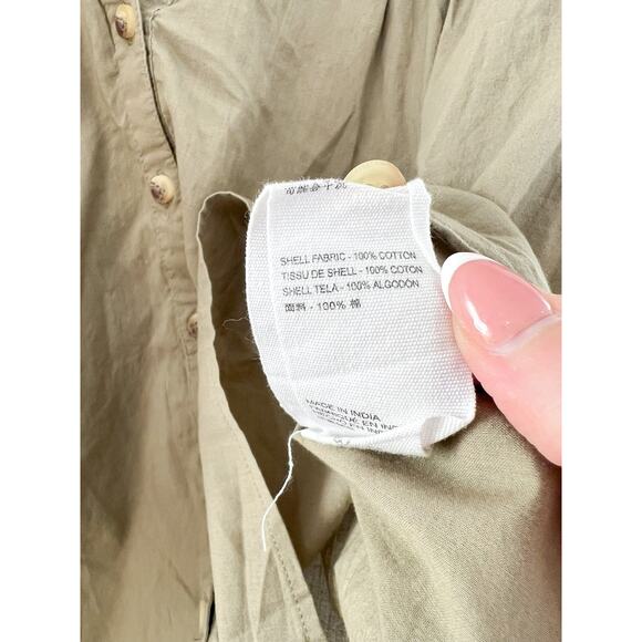 Cleobella River Blouse XL Women's Peasant Pintuck Cotton Olive Green Peasant - Picture 7 of 8